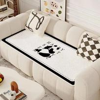 Cartoon Panda Sofa Cushion Seasons Black Edged Non Slip Settee Towel Thickened Plush Sofa Cover Fabric Cover  Winter Warmth 40x60cm 1pcs white