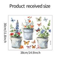 Fun-f158 geležinis kibiras gėlių vazonas drugelis stiklinės durys ir langai Namų kraštovaizdžio langų lipdukai UV statiniai 30*38CM/fun-f158 uv gray