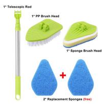 Clean Mop Brush Šveitiklis Teleskopinis valymo padas Vonios kempinės Stiklo poliravimas su rankena 1 set green
