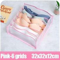 1PC New Underwear Finisher Wardrobe Box Wardrobe Finisher Folding Drawer Home Finisher and Storage Shelf 6 girds rožinė