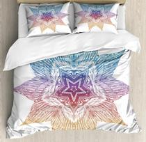 Mandala Duvet Cover Set Boho Style Ethnic Colorful Spring Garden Themed Multicolor Polyester Bedding Set Double Queen King Size 70x133cm 2pcs blue