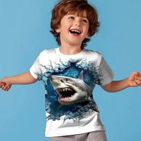 Boys 3D Shark Tee Shirt Short Sleeve 3D Print Summer Active Sports Fashion Polyester Kids Crew Neck Outdoor Casual Daily Regular 110