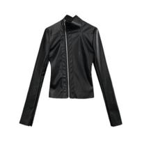 Y2k Aesthetic Streetwear Solid PU Jackets Women Fashion Zipper Slim Fit Cropped Coats Harajuku Casual Black Punk Mujer Chaqueta S juoda