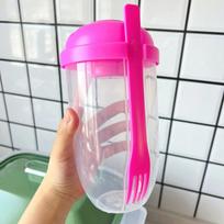 1000 ml pusryčių avižinių dribsnių grūdų riešutų jogurto salotų puodelio rinkinys su šakute padažo puodelio dangteliu Bento nešiojamas dubens priešpiečių dėžutė rožinė