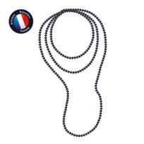 Vėrinys - Perlinea - AAA+ Gėlavandenis kultivuotas perlas - Pusiau apvalus 6-7 mm - Juodas - 160 cm juoda