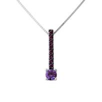Collier - Evodie - Argent Massif Rhodié 925 - Pendentif Cristal Préciosa - Longueur 42 cm - Femme violetinė
