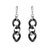 Boucles d'Oreilles - Leily - Argent Massif Rhodié 925 - Pendantes - Céramique Noire - Système Poussettes juoda