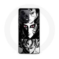 Coque Maniacase pour Xiaomi Redmi Note 12 Pro 5G Sangoku Naruto Luffy one piece Dragon Ball Z fond noir et blanc, anime manga balta