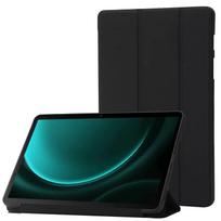 Prabangus verslo atverčiamas odinis planšetinio kompiuterio dėklas, skirtas Galaxy Tab S9 FE 5G 10.9 2023 sulankstomas stovas Magnetinis minkštas silikoninis nugaros planšetės smūgiams atsparus apsauginis dangtelis Tab S9 FE(10.9 inch) juoda