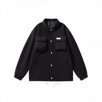 Spring and Autumn Trend Hong Kong Style Men's Fashion Pocket Square Collar Jacket Fat Men's Fattened Large Size Loose Casual Jacket M juoda