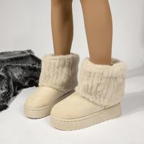 Autumn Winter Middle Tube Suede Snow Boots For Women Cross-Border Large Size Thick Bottom Round Headed Fur Boots 36-41 36 juoda