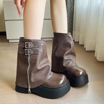 Odiniai aukštakulniai batai su platforma Moteriški batai Nauja mada Goth Punk Batai Gamintojas Rudens žiemos tendencija Snow Botas Pumps 40 white