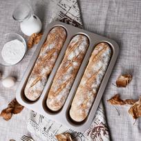1 vnt. Didelis trijų lizdų prancūziško batono itin tvirtas anglinis plienas šampano aukso spalvos nelipnus prancūziško batono stovas kepimo skarda prancūziško batono forma Baguette mold auksinė