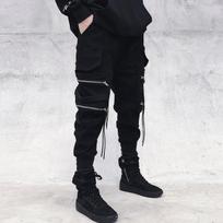 Cargo Kelnės Hip Hop Joggers Vyriškos Laisvos Harem Kelnės Daugiakišenės Kaspinas Vyriškos kelnės Kelnės Laisvalaikio Streetwear Sportinės kelnės vyrams XS juoda