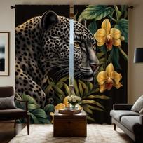 2 Pieces HD Digital Blackout Fierce Leopard Curtains in the Forest Home Decorating Style Decorating Living Room Bedroom Rodding W52H63inchW132H160cm