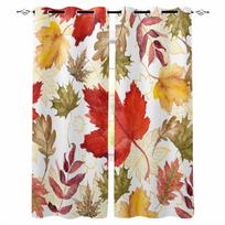 Autumn Maple Leaf Lines Blackout Curtains For Living Room Bedroom Window Treatment Blinds Drapes W135 x H60cm