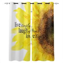 Sunflower Yellow White Blackout Curtains For Living Room Window Curtains For Bedroom Kitchen Curtains Drapes Blinds W135 x H60cm