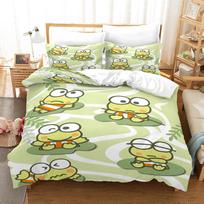 Cartoon frog Style Digital Print Duvet Kit - Polyester - Bedroom Decor -1 bed cover +2 pillowcases (no pillow core) 173x229cm
