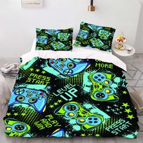 Gamepad - Digital Printed Duvet Kit - Polyester - Bedroom Decor -1 Bed cover +2 Pillowcase (no pillow core) 173x229cm blue