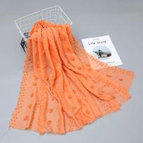 Luxuey Pom Pom Cotton Hijab Scarf Women Long Shawl Wrap Muslim Headband Maxi Islamic Sjaal Femme Bufandas 185*80cm orange