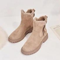 Fashion Women's Snow Boots Winter Mid-Tube Plus Velvet Thickened Warm Cotton Shoes Fur Integrated Fashion Platform Female Booties 35 abrikosas