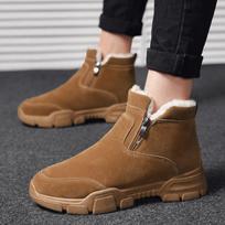Fashion Leather Men's Winter Boots with Fur 2024 Warm Snow Boots Men Winter Work Casual Shoes Sneakers High Top Rubber Ankle Boots 39 ruda