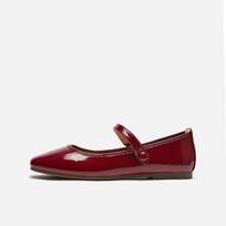 Fashion Red Flats Shoes for Woman 2024 Square Toe Flat Low Heel Elegant Normal Leather Casual Women's Summer Footwear 39 Fashion Chic A 35