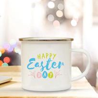 Easter Camping Mug Enamel Coffee Cup Drink Juice Water Dessert Cocoa Milk Handle Cup Best Original and Fun Gifts In Easter 360ml white