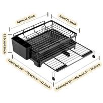 2 Tier Dish Drying Rack Countertop Dinnerware Plates Dish Drain  Stretchable Countertop Dinnerware Kitchen Organizer Holder juoda