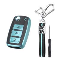For VW Volkswagen Bora Lavida plus Sagitar Lamando Jetta Passat Polo Tiguan Gran Lavida Key Case for Car Key Ring Car Key Cover 3 Button Anti Scratch green white