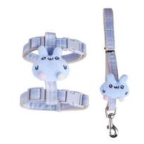 Dog Harness Adjustable Buckle Breathable Lovely Dogs Cat Harness Leash Set Pet Supplies dangaus mėlyna spalva