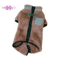 Pet Clothes,Comfortable Dog Winter Jumpsuit with Zipper Design, Easy To Wear Cat Jumpsuit - Pet Supplies chaki
