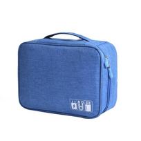 Cable Bag Travel Portable Digital USB Gadget Organizer Charger Wires Cosmetic Zipper Storage Pouch Kit Case Accessories Supplies mėlyna