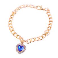 Dog Necklace Love-heart Pendant Jewelry Accessories Anti-fade Fashion Dog Kitten Electroplate Necklace for mėlyna