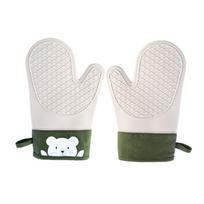 Silicone Oven Gloves Thicken Insulation Non-Slip Mitten Microwave Anti-Scald BBQ Oven Mitts Pot Holder Kitchen Baking Tool white