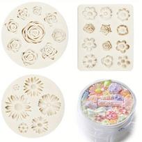 Flower Molds 3 Pieces Flower Silicone Mold Flowers Fondant Mold Set for Cake,Chocolate, Cupcake, Candy,Sugarcraft Decoration Polymer Clay Mold 3pcs beige