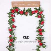 2.2m Rose Artificial Silk For Wedding Garland Fake Plant Flowers Vine Home Room Wedding Wall Hanging Garden Arch DIY Decoration rožinė raudona spalva