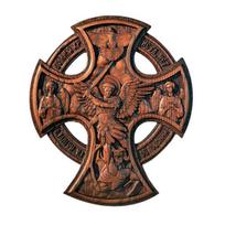 Orthodox Archangel Cross home wall decoration, wood carving, table decoration, St. Michael's Church decoration, Christian gift 35x30x2.5cm