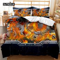 Mechanical Gear Duvet Cover Set Steampunk Style Bedding Set Clocks Polyester Comforter Cover Men Mechanical Device Bedclothes EU single(135x200cm) white