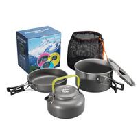 Camping Cookware Outdoor Cooking Pot Set Heat Cooker Travel Tableware Pot Kettle Tourist Kitchen Utensil Equipment Ultralight juoda