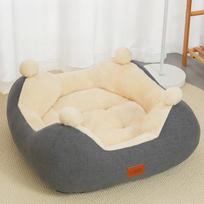 Cat Kennel  Winter Warm Open Rabbit Velvet Square Nest  Thickened Pet Kennel  Universal Pet Supplies for All Seasons S 40*40*16cm beige