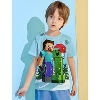Popular Game Anime T-shirt for a Boy Outdoor Clothes for Children Children's T-shirts Baby Boys Clothing 2024 Kids Clothes Tops 100 blue