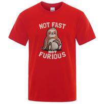 Cotton Not Fast Not Furious Kawaii Sloth Print Clothing Men Street Oversized T Shirts Breathable Cotton Streetwear Creativity T-Shirt XXXL žalia