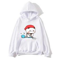 Kawaii DuDu and BuBu cleaning their house Hoodies Panda Bear Brownie Sweatshirt Winter Autumn Coats Couple Clothes for Women Men S