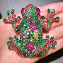 Luxury Big Frog Brooch Neutral Colored Rhinestones Shiny Animal Casual Office Party Accessories