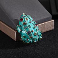 Frog Brooch Vintage Enamel Diamond Temperament Animal Series Casual Party Clothing Accessories mėlyna