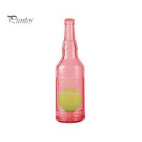 Dog Water Bottle Toy Interactive Dog Chew Toy Plastic Squeaky Bottle Teething Toy with Tennis Ball for Aggressive Chewers raudona