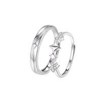 Galaxy Star S925 Sterling Silver Couple Ring - Romantic High-End Valentine's Day Gift Female Ring, Adjustable opening white