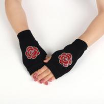 1pair Women's Touch Screen Knitted Gloves Fingerless Mittens Hand Warmer Winter Sparkling Rhinestone