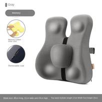 Memory Foam Seat Cushion Waist Back Support Pillow Set Orthopedic Ergonomic Coccyx Relief Hip Lumbar Pad for Office Chair Car As description gray
